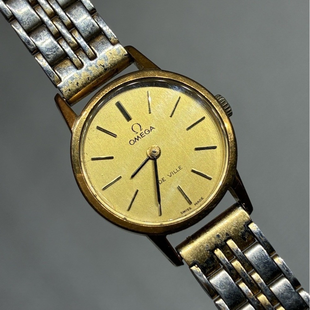 Omega De Ville Swiss Watch Women's 25mm Gold Tone Dial Manual Wind - Runs!